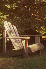 wood adirondack chair in the garden