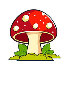 Vector of a magical mushroom in the grass