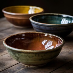 Italian ceramic pasta bowls with rustic earthy glazes