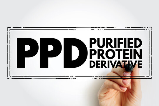 PPD Purified Protein Derivative - test used to detect if you have a tuberculosis infection, acronym text stamp concept background