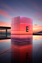 Isolated square block with a luminous base, showcasing blockchain's unique worth, generative AI