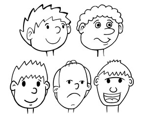 face head cartoon vector illustration art set