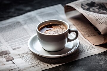 white coffee cup on a newspaper - Powered by Adobe