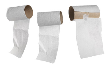 Set toilet paper roll isolated on white