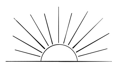 Hand drawn shining Sun element (Illustration - black pencil, transparent PNG)
