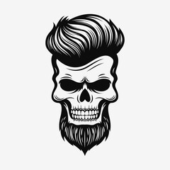 Human skull logo. Black and white emblem. Vector illustration