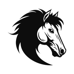 Horse head logo. Black and white emblem. Vector illustration