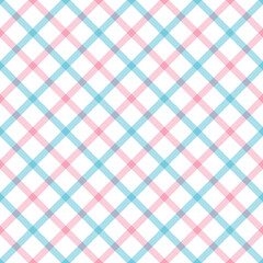 Tartan seamless pattern blue and pink line on white background