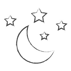 Hand drawn baby Moon and stars illustration icon