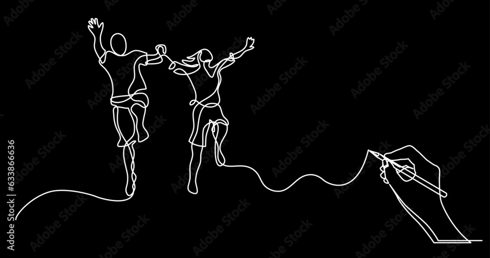 Poster continuous line drawing vector illustration with fully editable stroke of business concept sketch on