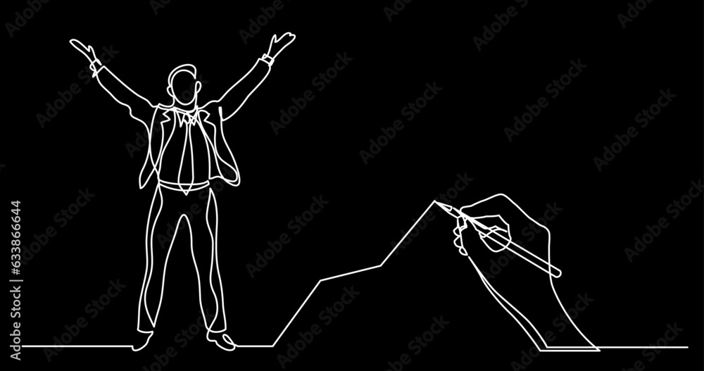 Poster continuous line drawing vector illustration with fully editable stroke of business concept sketch on
