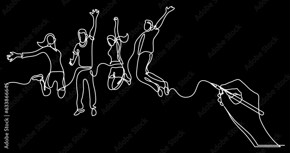 Poster continuous line drawing vector illustration with fully editable stroke of business concept sketch on