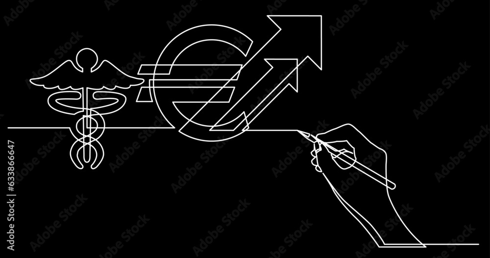 Poster continuous line drawing vector illustration with fully editable stroke of business concept sketch on
