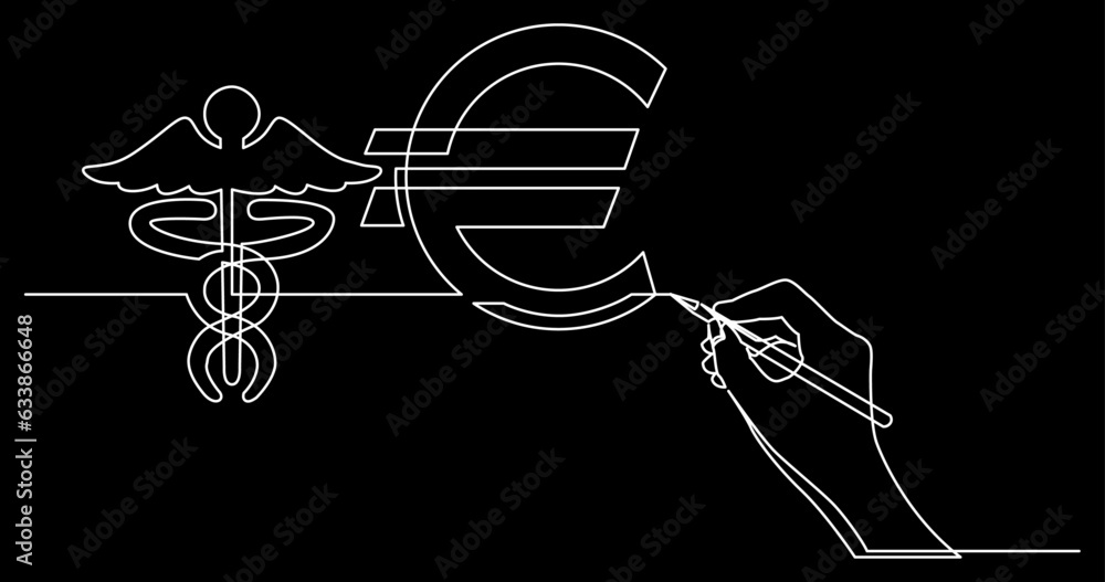 Poster continuous line drawing vector illustration with fully editable stroke of business concept sketch on