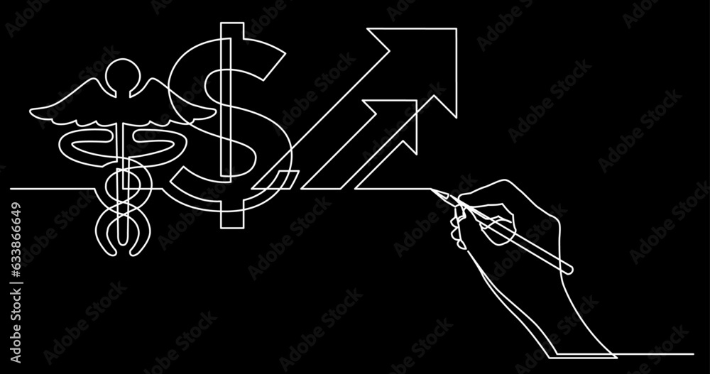 Poster continuous line drawing vector illustration with fully editable stroke of business concept sketch on