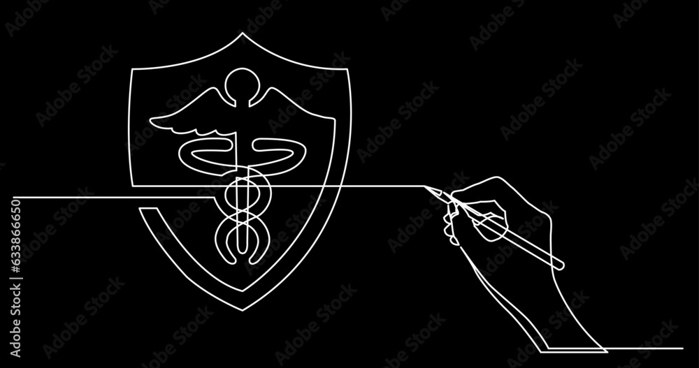 Poster continuous line drawing vector illustration with fully editable stroke of business concept sketch on