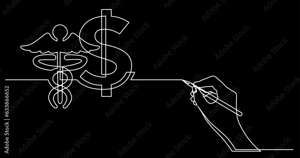 Poster continuous line drawing vector illustration with fully editable stroke of business concept sketch on
