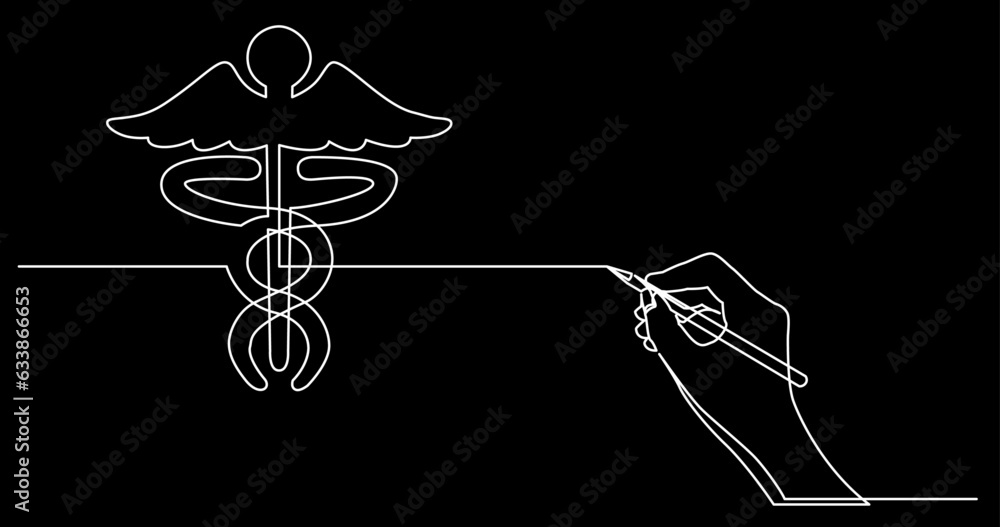 Poster continuous line drawing vector illustration with fully editable stroke of business concept sketch on