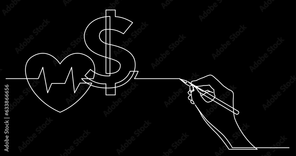 Poster continuous line drawing vector illustration with fully editable stroke of business concept sketch on