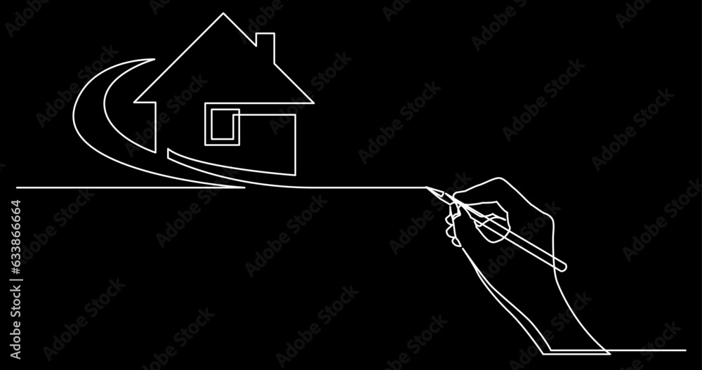 Poster continuous line drawing vector illustration with fully editable stroke of business concept sketch on