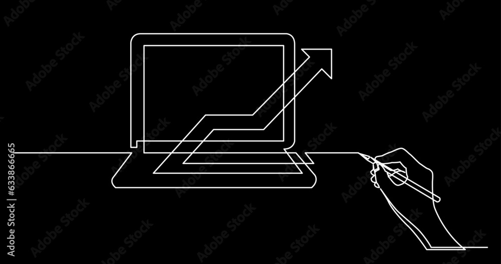 Poster continuous line drawing vector illustration with fully editable stroke of business concept sketch on