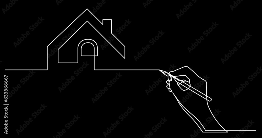 Poster continuous line drawing vector illustration with fully editable stroke of business concept sketch on