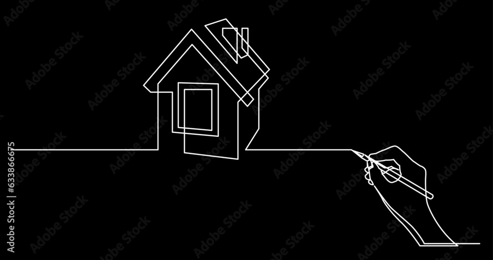 Poster continuous line drawing vector illustration with fully editable stroke of business concept sketch on