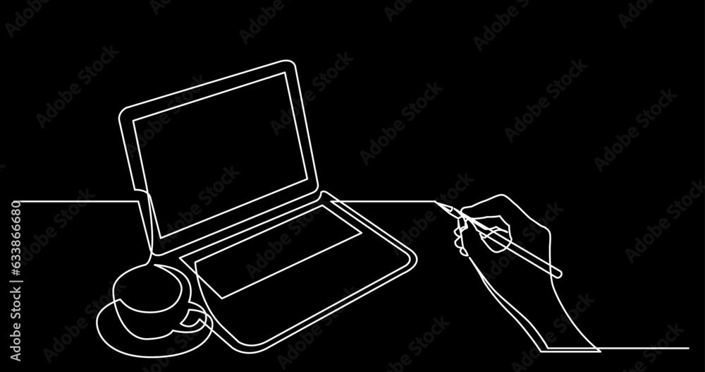 Poster continuous line drawing vector illustration with fully editable stroke of business concept sketch on
