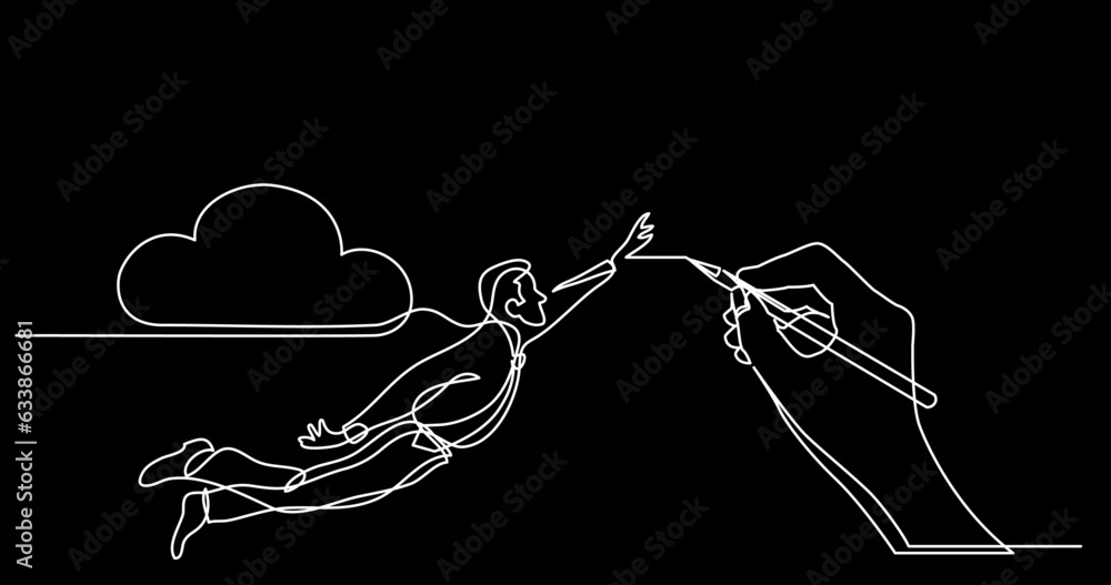 Poster continuous line drawing vector illustration with fully editable stroke of business concept sketch on