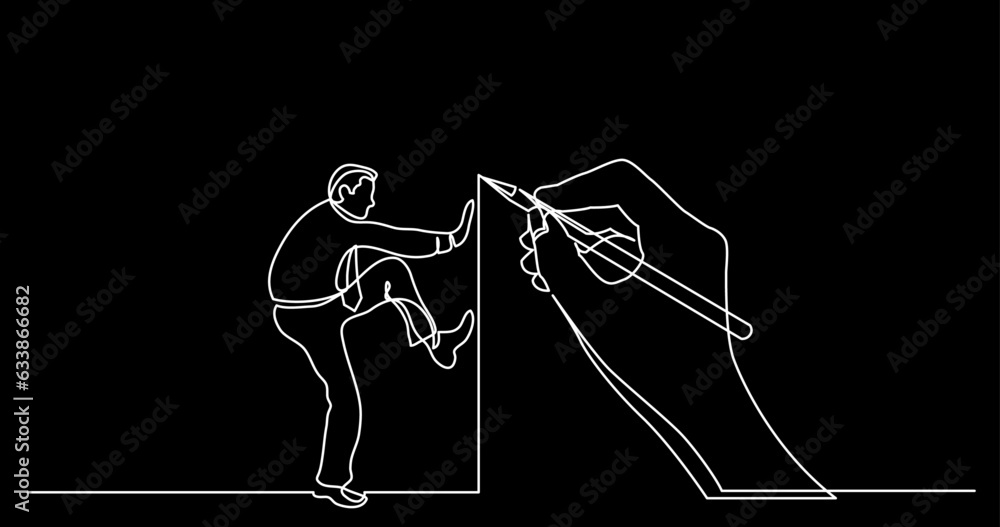 Poster continuous line drawing vector illustration with fully editable stroke of business concept sketch on