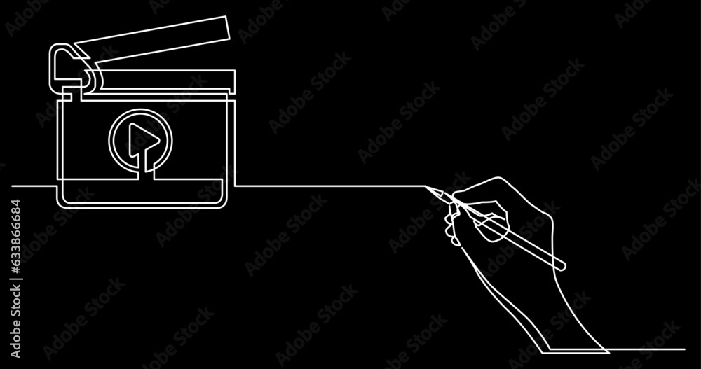 Poster continuous line drawing vector illustration with fully editable stroke of business concept sketch on