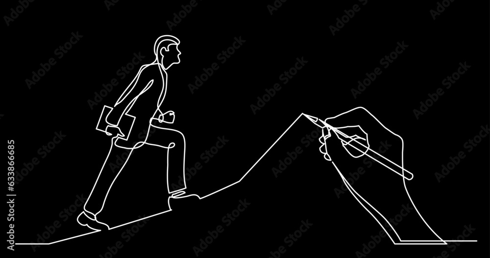 Poster continuous line drawing vector illustration with fully editable stroke of business concept sketch on