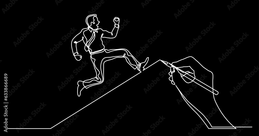 Poster continuous line drawing vector illustration with fully editable stroke of business concept sketch on