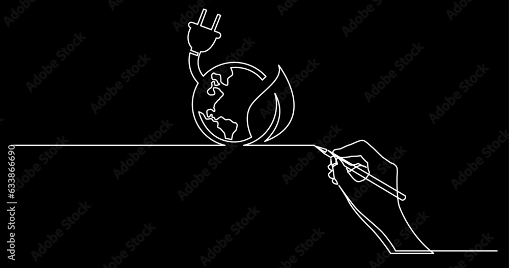 Poster continuous line drawing vector illustration with fully editable stroke of business concept sketch on
