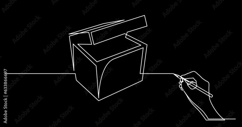 Poster continuous line drawing vector illustration with fully editable stroke of business concept sketch on