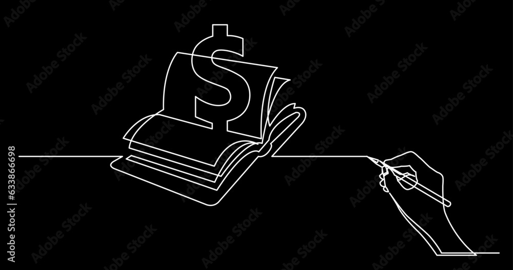Poster continuous line drawing vector illustration with fully editable stroke of business concept sketch on