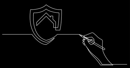 continuous line drawing vector illustration with FULLY EDITABLE STROKE of business concept sketch on black background