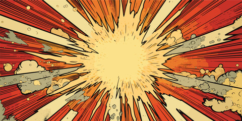 Obraz premium VIntage retro comics boom explosion crash bang cover book design with light and dots. Can be used for decoration or graphics. Graphic Art.