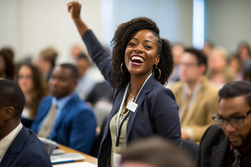 The black woman participating in a professional development workshop 
