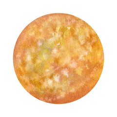 Venus planet solar system. Cosmos space clipart . Hand draw watercolor illustration isolated on white background. Design element postcard, poster, logo © AnNiStok