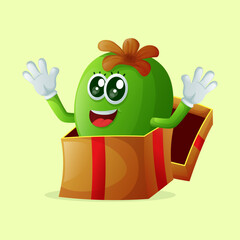 Cute Feijoa character receiving gifts