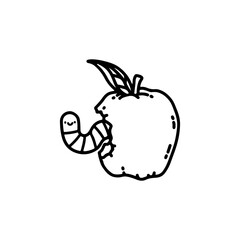 vector illustration of an apple and a worm