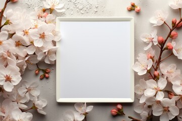 Mockup frame, Charming Floral Wallpaper with a Subtle Pastel Mockup Frame. Generative AI
