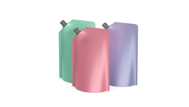 Three stand-up pouches with different colors
