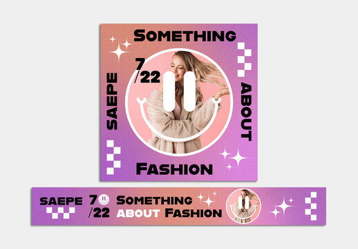 Vaporwave Fashion Web Banner Layout Set