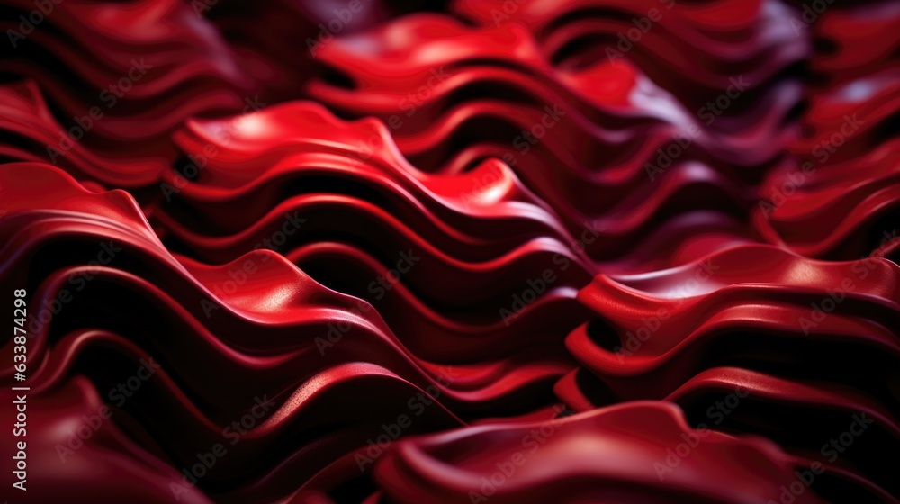 Poster A close up of a red wave pattern. Generative AI image.