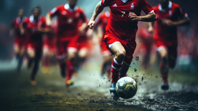 Football player at a stadium during football match. 