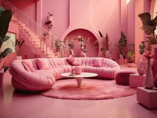 modern pink living room