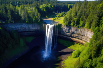 Captivating Aerial View of Majestic Silver Falls, Surrounded by Lush Greenery and Cascading Waterfalls
