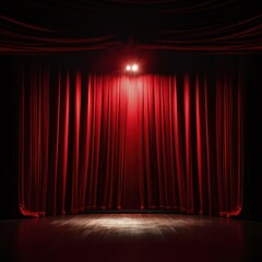 Red theatre curtains - obrazy, fototapety, plakaty